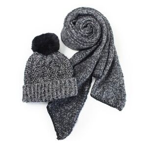 Cozy Knit Hat and Scarf Set - Gray